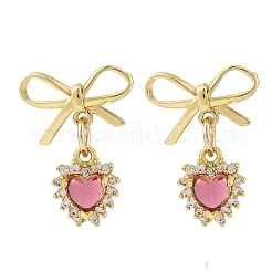 Brass Micro Pave Clear Cubic Zirconia Dangle Stud Earrings&nbsp;EJEW-F362-06G