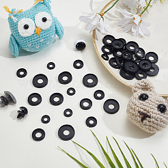 60個 6スタイル プラスチック人形用まぶたアクセサリー  ブラック  10~20mm  10個/スタイル&nbsp;DOLL-GA0001-29