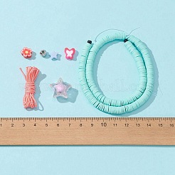 DIY ストレッチ ブレスレット メイキング キット  スター & バタフライ アクリル & ポリマークレイ ディスク ビーズを含む  ナイロン糸  ミックスカラー  1511~1611個/袋&nbsp;DIY-FS0003-90