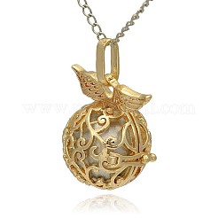 Golden Tone Brass Hollow Round Cage Pendants&nbsp;KK-J230-10G