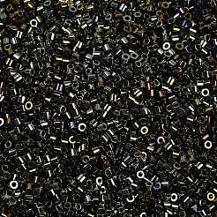 電気めっきガラスシードビーズ  虹彩  シリンダー  カラフル  1.6x1.3mm  穴：0.8mm  約60000個/ポンド&nbsp;SEED-H003-10L