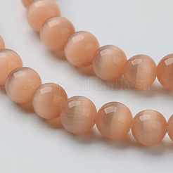 キャッツアイビーズ  ラウンド  サンゴ  12mm  穴：1.5mm  約32個/連  14.5インチ&nbsp;CER12mm52