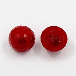 アクリルシャンクボタン  プラスチックボタン  1穴  染め  多面カット  半円/ドーム  暗赤色  11x6mm  穴：3mm&nbsp;BUTT-E079-B-07