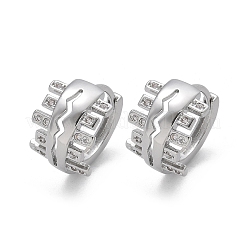 真鍮クリアキュービックジルコニアフープピアス  プラチナ  14.5x14.5x9.5mm&nbsp;EJEW-Q014-16P