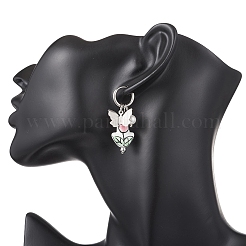 Flower with Butterfly 304 Stainless Steel Hoop Earrings&nbsp;EJEW-JE06749-01