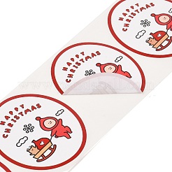 丸い紙のクリスマス漫画ステッカーロール 120 枚  ギフト用装飾シールステッカー  パーティー  ラウンド  60x50x0.1mm&nbsp;DIY-M070-09F