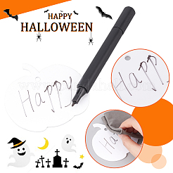 8種類のスタイルのアクリルラベルカード4枚  1バンドルジュートコード付き  ハロウィーンのデコテーション用  カボチャ  ゴースト  バット  ミックスカラー  100x82x2.5mm&nbsp;DIY-OC0008-63