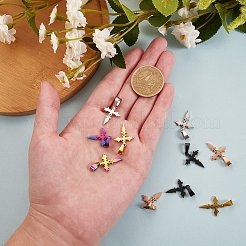 10個5色304ステンレスペンダント  クロス  ミックスカラー  19.5x15.5x1.2mm  穴：3.5x7mm  2個/カラー&nbsp;STAS-SZ0001-45