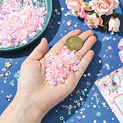 装飾アクセサリー  さまざまな種類のPVCプラスチックパレット  混合図形  ピンク  2~12x1~10x0.4~5mm  約100g /セット&nbsp;DIY-SC0030-55B