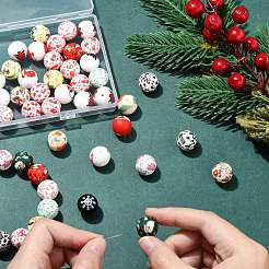 クリスマスのテーマ食品グレードの環境に優しいシリコーン ビーズ  ラウンド  ミックスカラー  15mm  穴：3mm  50個/セット&nbsp;SIL-CJ0002-77B