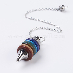 Chakra Natural/Synthetic Mixed Stone Coil Dowsing Pendulums&nbsp;G-E436-01