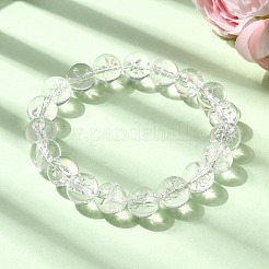 天然水晶ラウンドビーズストレッチブレスレット（女性用）  ビーズ：10mm  内径：2-1/8インチ（5.4cm）&nbsp;BJEW-L712-B03-10mm