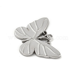 304ステンレスペンダント  バタフライチャーム  変色防止  ステンレス鋼色  18x24.5x2mm  穴：2mm&nbsp;STAS-P388-09P