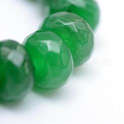 天然石ホワイトジェイドビーズ連売り  染め  多面カット  ロンデル  グリーン  4~5x3mm  穴：0.5mm  約115~120個/連  13.39~13.98インチ（34~35.5cm）&nbsp;G-R343-2x4-12