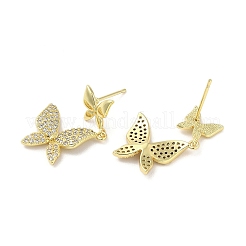 Rack Plating Brass Micro Pave Clear Cubic Zirconia Stud Earrings for Women&nbsp;EJEW-M260-13G-C
