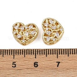 真鍮パヴェキュービックジルコニアマルチ連リンク  長持ちメッキ  ハート  ゴールドカラー  透明  10x12x6mm  穴：2mm&nbsp;ZIRC-F145-10G-01