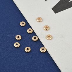 真鍮製スペーサービーズ  カドミウムフリー＆ニッケルフリー＆鉛フリー  ディスク  18KGP本金メッキ  4x1mm  穴：1.2mm&nbsp;KK-T035-100