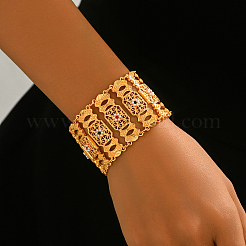 Elegant Alloy Cubic Zirconia Hollow Floral Filigree Rectangle Link Chain Bracelets for Women&nbsp;BY9230