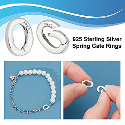 4Pcs 925 Sterling Silver Spring Gate Rings&nbsp;STER-PH0001-53