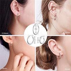 ロジウムメッキ 925 スターリングシルバー フープ イヤリング  プラチナ  12.6x2mm&nbsp;JE835A-01