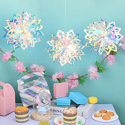 PET Snowflake Pendant Decorations&nbsp;AJEW-WH20020-014B