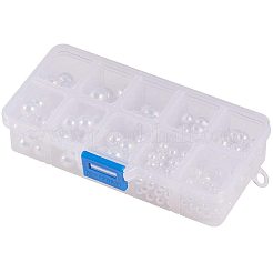 ABSプラスチックパール調ビーズ  片穴ビーズ  ラウンド  ホワイト  13.5x7x3cm  5~12mm  半分穴：1~1.6mm  220個/セット&nbsp;OACR-PH0001-15