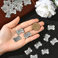 チベット風アロイペンダント40個  ドッグタグ  カドミウムフリー＆鉛フリー  アンティークシルバー  19x24.5x1.5mm  穴：2.5mm&nbsp;FIND-SC0020-53
