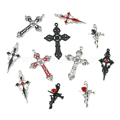 48pcs12スタイルチベットスタイルアロイペンダント  クロス  ミックスカラー  38~57x21.5~38x3~5.5mm  穴：1.8~2.3mm  4個/スタイル&nbsp;FIND-CJ0005-16