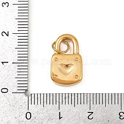 304ステンレススチールチャーム  丸カン付き  ゴールドカラー  ハートでロック  18x10.5x3mm  穴：4.5mm&nbsp;STAS-K307-07B-G
