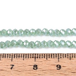 電気メッキジェイド風ガラスビーズ連売り  フル虹メッキ  多面カット  ロンデル  ダークシーグリーン  3x2mm  穴：1mm  約130~140個/連  31~32cm&nbsp;EGLA-J025-F08