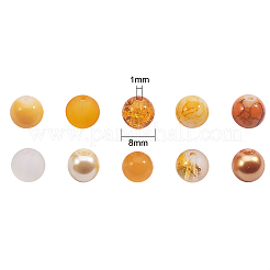 200本10スタイルガラスビーズ連売り  ラウンド  きいろ  7.5~8mm  穴：1mm  20個/スタイル&nbsp;GLAA-CJ0001-38