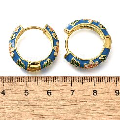 花の真鍮エナメルフープピアス  カドミウムフリー＆鉛フリー  長持ちメッキ  ゴールドカラー  7x22mm&nbsp;EJEW-R018-06G