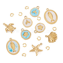 9Pcs 9 Styles 304 Stainless Steel Enamel Pendants&nbsp;STAS-TA0006-22