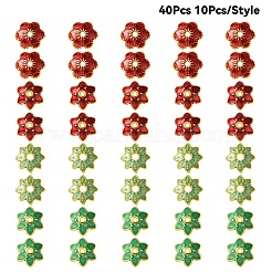 40 個 4 スタイル合金エナメルビーズキャップ  6枚の花びらの花  ミックスカラー  10個/スタイル&nbsp;ENAM-YW0003-97