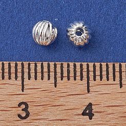 合金のスペーサービーズ  長持ちメッキ  カボチャのビーズ  銀  4mm  穴：1mm&nbsp;FIND-B029-24S