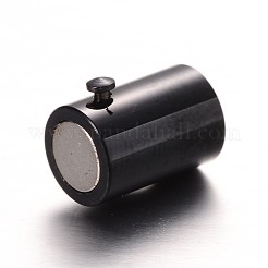 コラム 304 ステンレススチール ロックチューブ マグネット留め具  電気泳動黒  18x8mm  穴：6mm&nbsp;X-STAS-I045-12-6mm