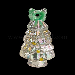 透明アクリルエナメルペンダント  クリスマスツリー  グリーン  36x22x22.5mm  穴：3mm&nbsp;ACRC-D002-01D