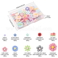 100個10スタイル不透明樹脂カボション  花  ミックスカラー  8x8x3mm  10個/スタイル&nbsp;CRES-FS0001-25