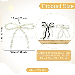 5Pcs 5 Styles Bowknot Plastic Imitation Pearl Shoe Charms&nbsp;AJEW-CJ0001-64