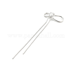 クリアガラスの大きなペンダント  ちょう結びのチャーム  プラチナ  86x26.5x6.5mm  穴：1mm&nbsp;KK-Z034-05P