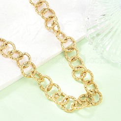 12MM 304 Stainless Steel Textured Ring Link Chain Necklaces for Women&nbsp;NJEW-Z115-11G