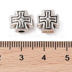 チベット風合金ビーズ  カドミウムフリー＆鉛フリー  クロス  アンティークシルバー  9.5x11x7.4mm  穴：2.7mm  約403個/1000g&nbsp;FIND-C060-012AS