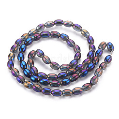 電気メッキガラスビーズセット  オーバル  ミックスカラー  6.5x4.5mm  穴：1mm  約60~65個/連  15.16~15.94インチ（38.5cm〜40.5cm）&nbsp;EGLA-T020-11