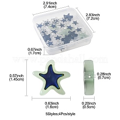 20個4色ガラスビーズ  温度感知色変化ビーズ  スター  ミックスカラー  14.5x16x5mm  穴：0.7mm  4個/カラー&nbsp;GLAA-FS0002-49