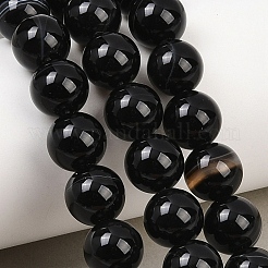 Natural Black Agate Bead Strands&nbsp;G-G962-10mm-12-A