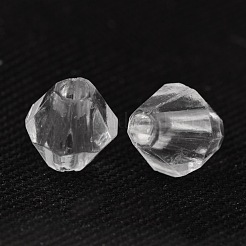 6mm多面カット双円錐形クリスタルビーズを透明なクリアアクリルビーズ  染め  6mm  穴：1mm&nbsp;X-DBB6mm01