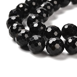 天然石ブラックトルマリンビーズ連売り  多面カットラウンド  9.8~10.8mm  穴：1mm  約38個/連  15.16''（38.5センチメートル）&nbsp;G-K345-A04-03