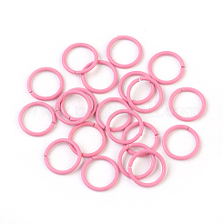 スプレー塗装された鉄のオープン丸カン  ラウンド  ショッキングピンク  18ゲージ  10x1mm  内径：8mm&nbsp;IFIN-F149-B11