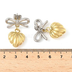 Brass Two Tone Dangle Stud Earrings&nbsp;EJEW-Z119-01GP