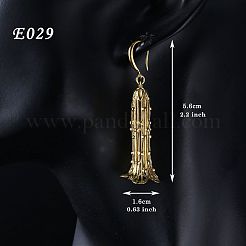 真鍮製ダングルピアス  花  コーヒーゴールデン  56x16mm&nbsp;FS-WG66CE5-01